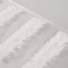 Gardinenstoff halbtransparent Strukturoptik Fransen Streifen wollweiß 150cm Breite