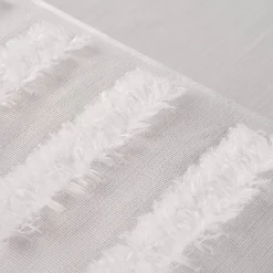 Gardinenstoff halbtransparent Strukturoptik Fransen Streifen wollweiß 150cm Breite