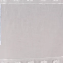 Gardinenstoff halbtransparent Strukturoptik Fransen Streifen wollweiß 150cm Breite