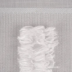 Gardinenstoff halbtransparent Strukturoptik Fransen Streifen wollweiß 150cm Breite