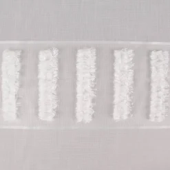 Gardinenstoff halbtransparent Strukturoptik Fransen Streifen wollweiß 150cm Breite