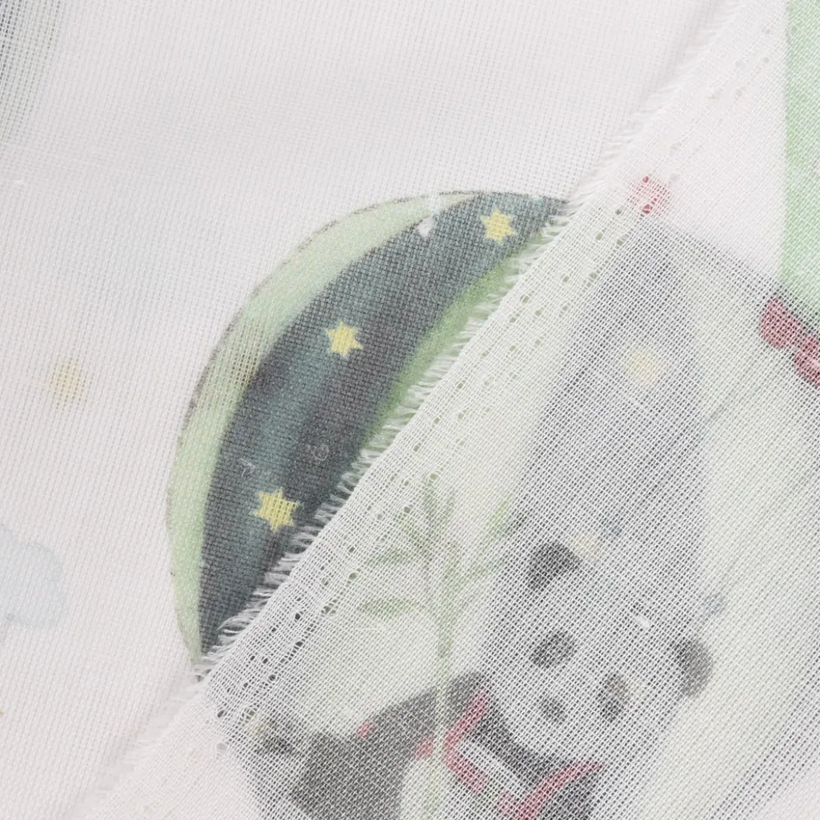 Gardinenstoff Kinderzimmerstoff Leinenoptik halb-transparent Lamarama Lamas, Pandas, Heißluftballons 160cm Breite