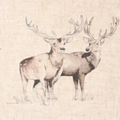 Gardinenstoff Leinenoptik Leinenstruktur Hirsch natur 1,40m Breit