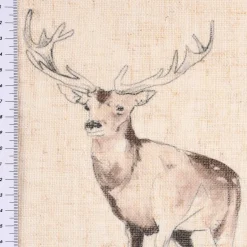 Gardinenstoff Leinenoptik Leinenstruktur Hirsch natur 1,40m Breit