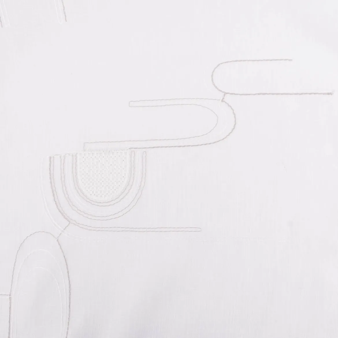 Gardinenstoff Leinenstruktur Stickerei Art Decó wollweiß grau 280cm Breite