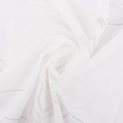 Gardinenstoff Leinenstruktur Stickerei Art Decó wollweiß grau 280cm Breite