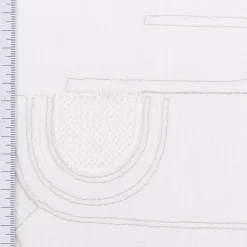 Gardinenstoff Leinenstruktur Stickerei Art Decó wollweiß grau 280cm Breite