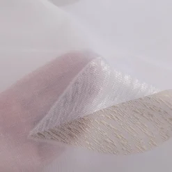 Gardinenstoff Leinenstruktur mit Scherli Blätter weiß taupe 300cm Breite