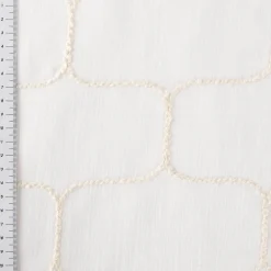 Gardinenstoff Leinenstruktur 3D Schnur-Dessin wollweiß 150cm Breite