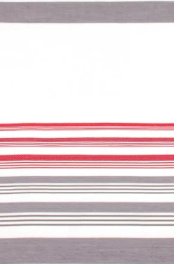 Gardinenstoff Marula transparent Streifen weiß rot grau 148cm Breite