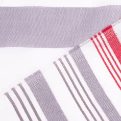 Gardinenstoff Marula transparent Streifen weiß rot grau 148cm Breite