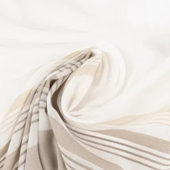 Gardinenstoff Marula transparent Streifen weiß beige braun 148cm Breite