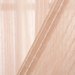 Gardinenstoff Meterware mit Bleiband und Bouclé Streifen rosa 3m Höhe