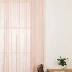 Gardinenstoff Meterware mit Bleiband und Bouclé Streifen rosa 3m Höhe