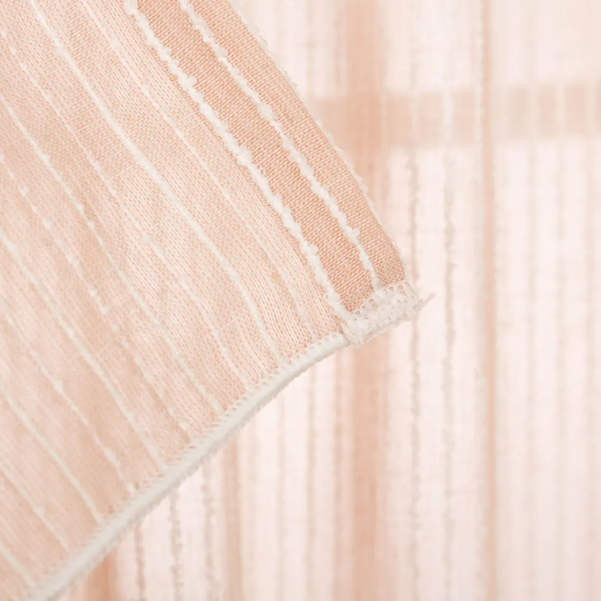 Gardinenstoff Meterware mit Bleiband und Bouclé Streifen rosa 3m Höhe