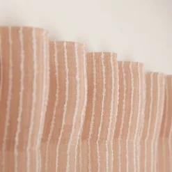 Gardinenstoff Meterware mit Bleiband und Bouclé Streifen rosa 3m Höhe