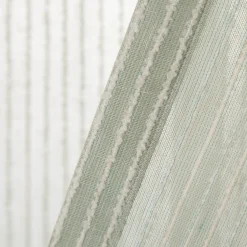 Gardinenstoff Meterware mit Bleiband und Bouclé Streifen hellblau 3m Höhe