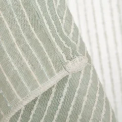 Gardinenstoff Meterware mit Bleiband und Bouclé Streifen hellblau 3m Höhe
