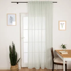 Gardinenstoff Meterware mit Bleiband und Bouclé Streifen hellblau 3m Höhe