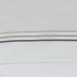 Gardinenstoff Meterware transparent Leinenstruktur Streifen weiß braun beige 300cm