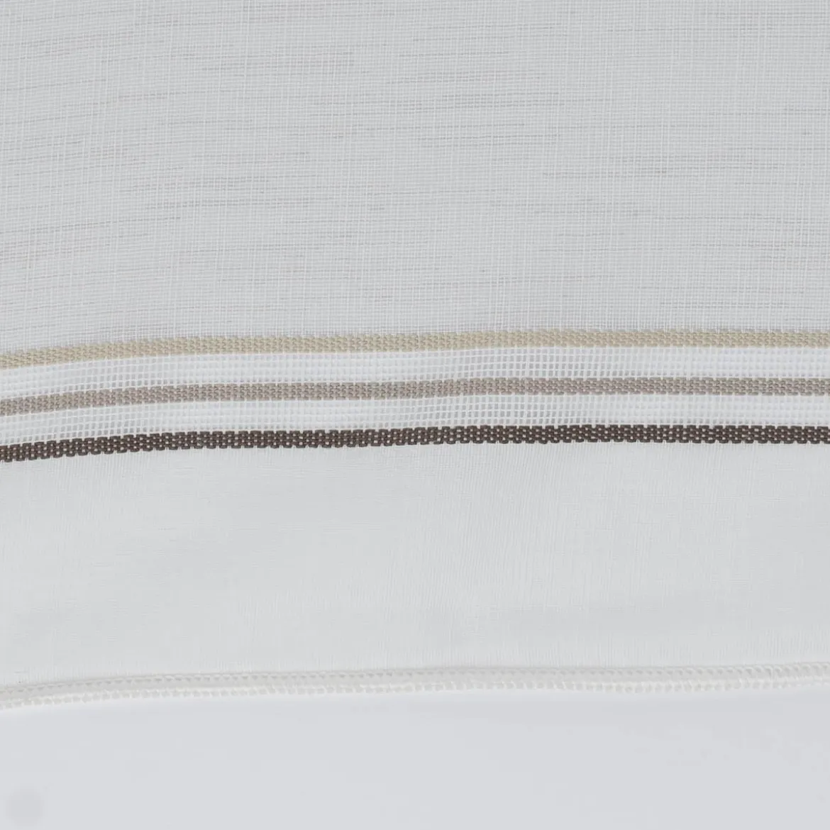 Gardinenstoff Meterware transparent Leinenstruktur Streifen weiß braun beige 300cm