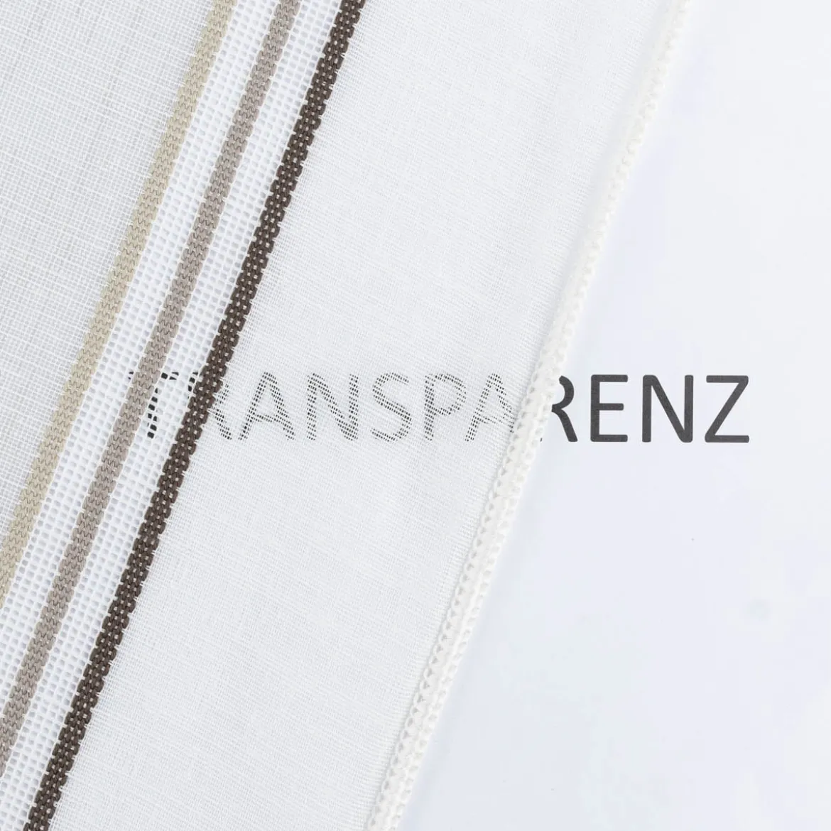 Gardinenstoff Meterware transparent Leinenstruktur Streifen weiß braun beige 300cm