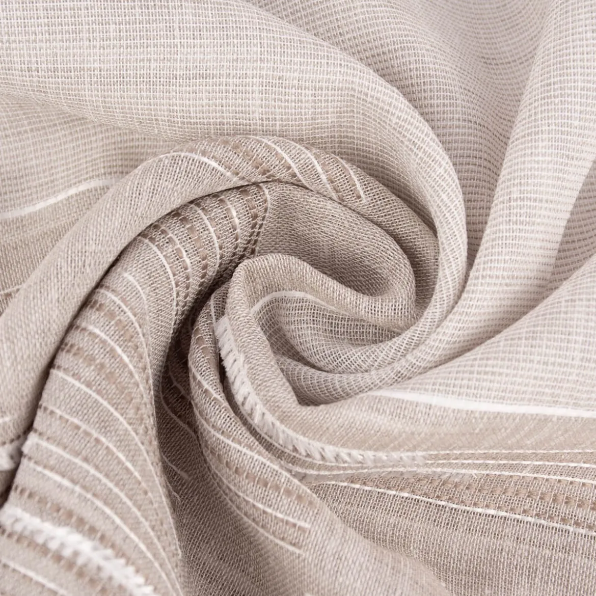 Gardinenstoff natürliche Strukturoptik Streifen halbtransparent beige natur 150cm Breite