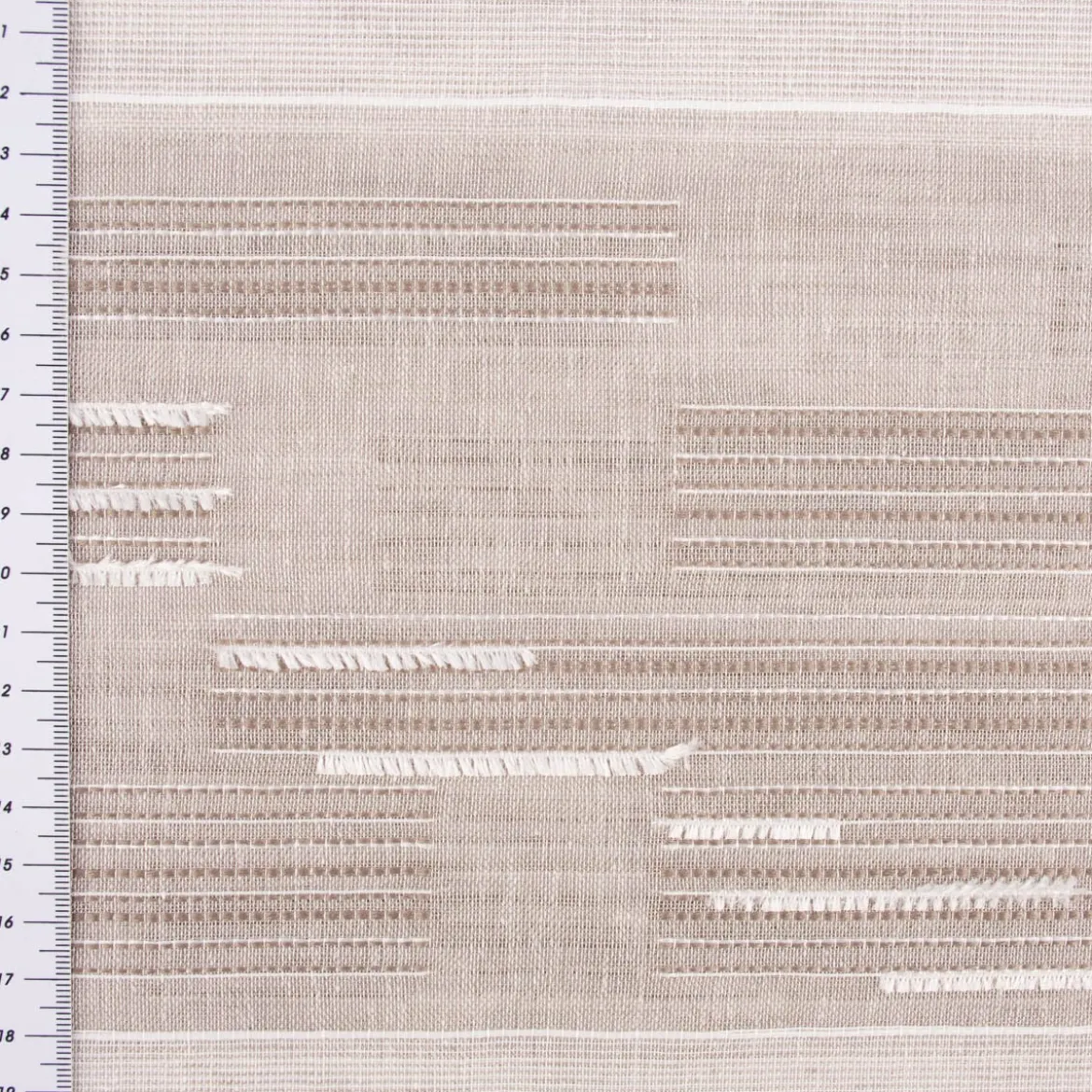 Gardinenstoff natürliche Strukturoptik Streifen halbtransparent beige natur 150cm Breite