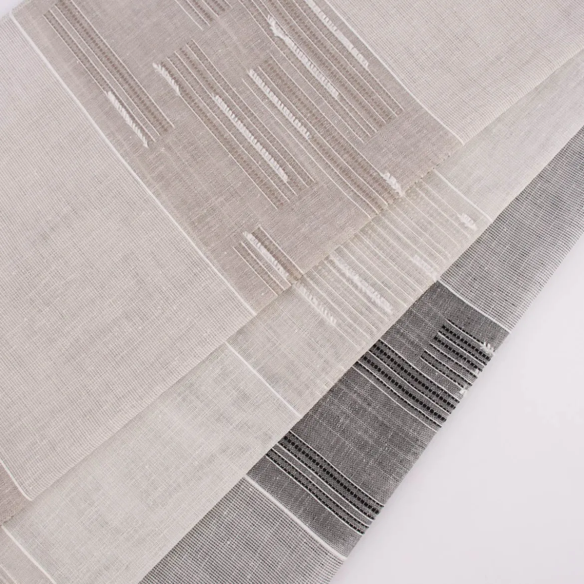 Gardinenstoff natürliche Strukturoptik Streifen halbtransparent beige natur 150cm Breite
