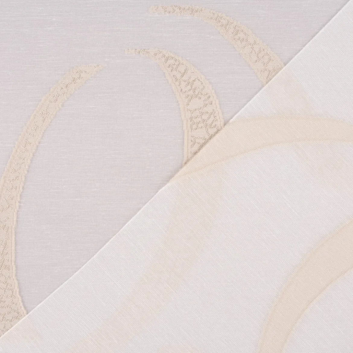 Gardinenstoff Paneele Meterware Scherli LOOP Ringel creme beige 60cm Breite