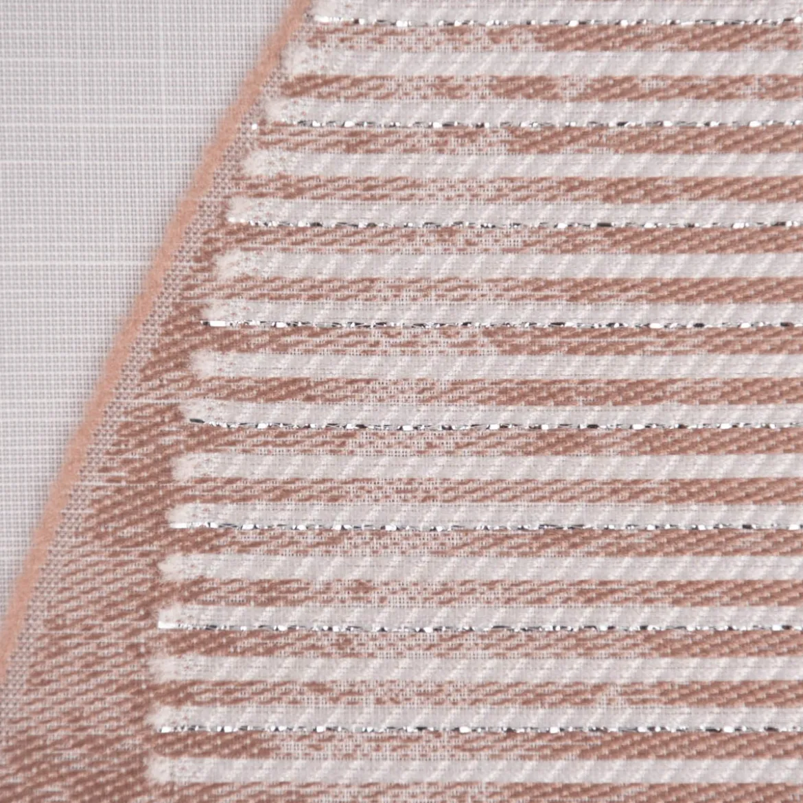 Gardinenstoff Paneele Meterware Scherli Grafik Silbereffekte wollweiß rosenholz 60cm Breite