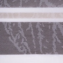Gardinenstoff Quer-Streifen Blätter halbtransparent grau weiß 140cm Breite