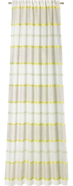 Gardinenstoff Scherli Emiliana halbtransparent Streifen weiß grün 152cm Breite