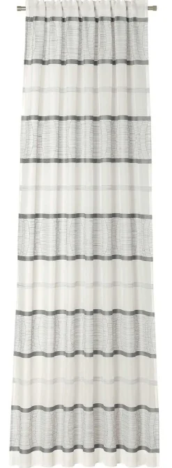 Gardinenstoff Scherli Emiliana halbtransparent Streifen weiß grau 152cm Breite