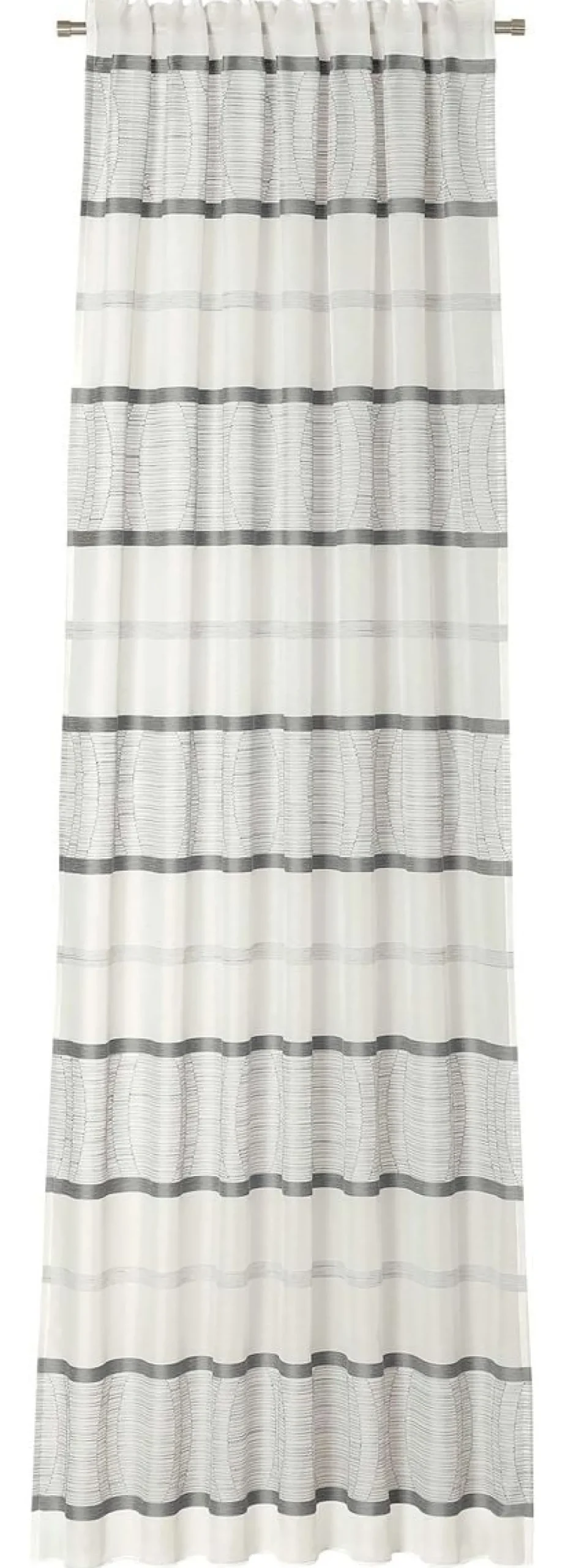 Gardinenstoff Scherli Emiliana halbtransparent Streifen weiß grau 152cm Breite