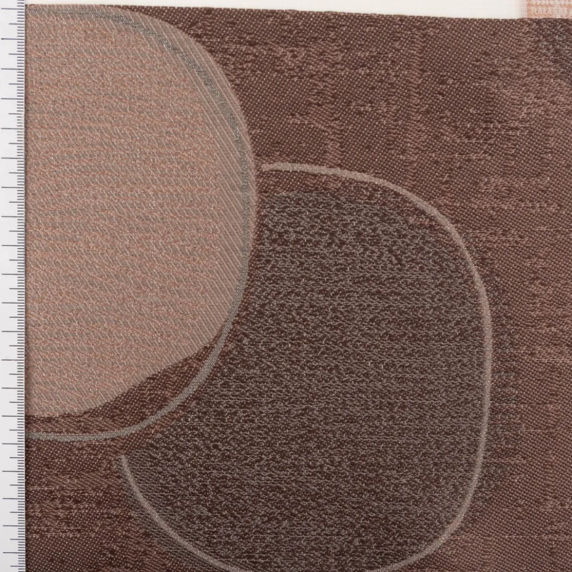 Gardinenstoff Scherli Jacquard Querstreifen halbtransparent weiß taupe 150cm Breite