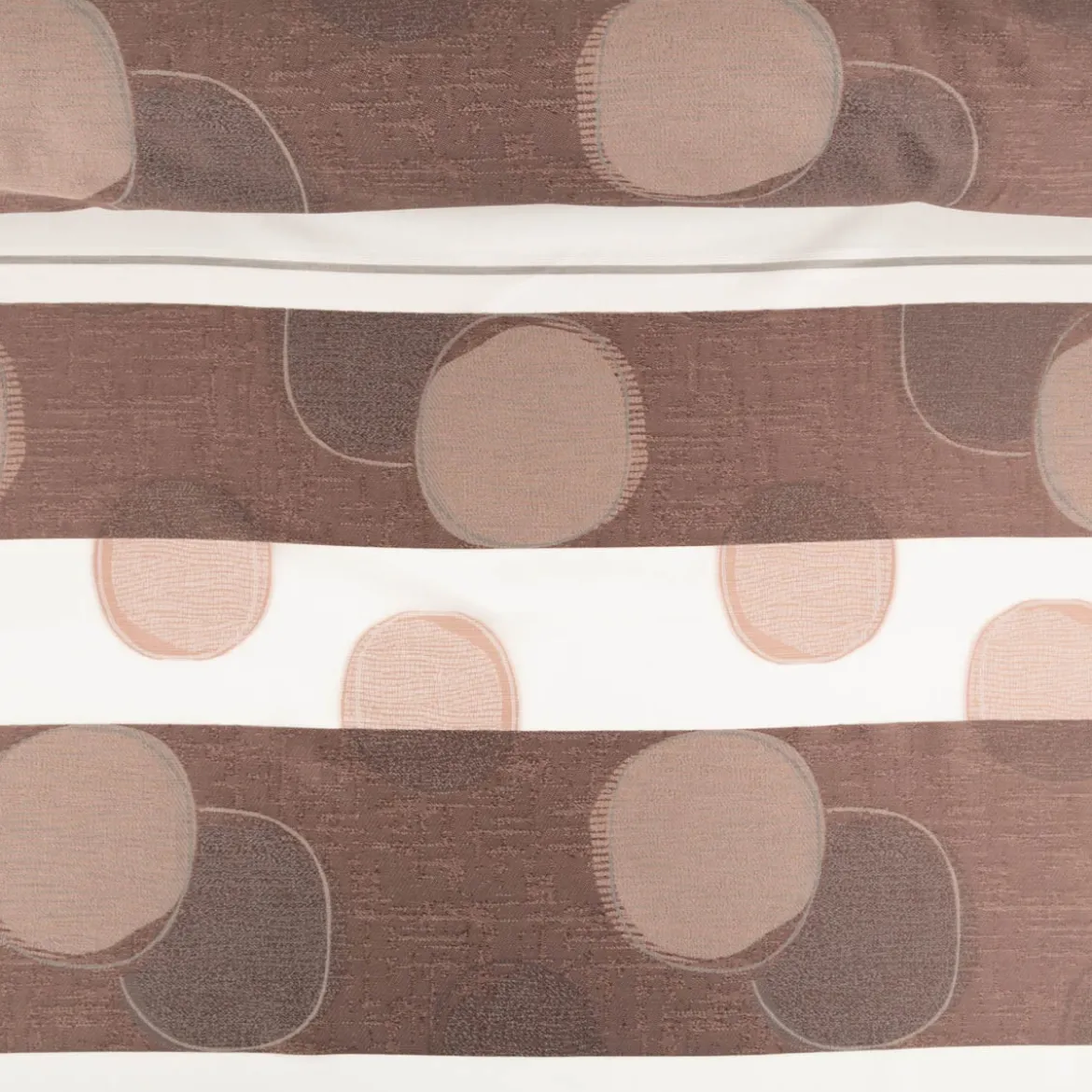 Gardinenstoff Scherli Jacquard Querstreifen halbtransparent weiß taupe 150cm Breite