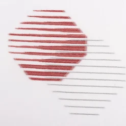 Gardinenstoff Scherli Palermo halbtransparent Hexagon weiß rot grau 148cm Breite