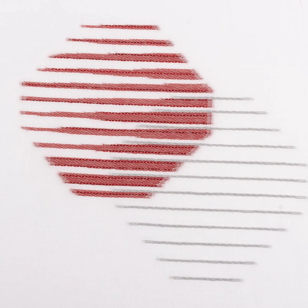 Gardinenstoff Scherli Palermo halbtransparent Hexagon weiß rot grau 148cm Breite