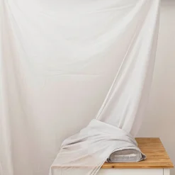 Gardinenstoff Soft Voile transparent uni hellgrau mit Bleiband 320cm Breite