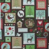 Gardinenstoff Stoff Dekostoff Meterware Tiere Patchwork Weihnachten braun