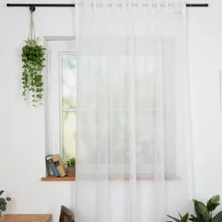 Gardinenstoff Stores antiviral und schwer entflammbar transparent ecru mit Bleiband 300cm hoch