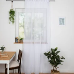 Gardinenstoff Stores antiviral und schwer entflammbar transparent ecru mit Bleiband 300cm hoch