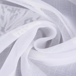 Gardinenstoff Stores Ausbrenner Blütenranken Blumen weiß Bleiband 290cm hoch