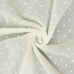 Gardinenstoff Stores Leinenstruktur weiß mit Punkten weiß 2,80m Höhe