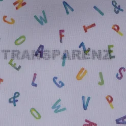 Gardinenstoff Stores mit Bleiband Leinenoptik Alphabet Buchstaben weiß bunt raumhoch 300cm