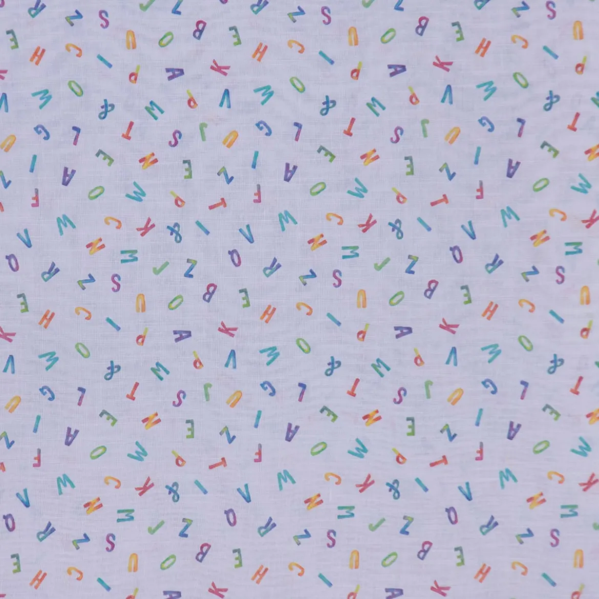 Gardinenstoff Stores mit Bleiband Leinenoptik Alphabet Buchstaben weiß bunt raumhoch 300cm