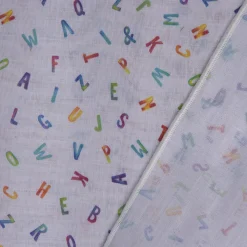 Gardinenstoff Stores mit Bleiband Leinenoptik Alphabet Buchstaben weiß bunt raumhoch 300cm