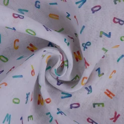 Gardinenstoff Stores mit Bleiband Leinenoptik Alphabet Buchstaben weiß bunt raumhoch 300cm