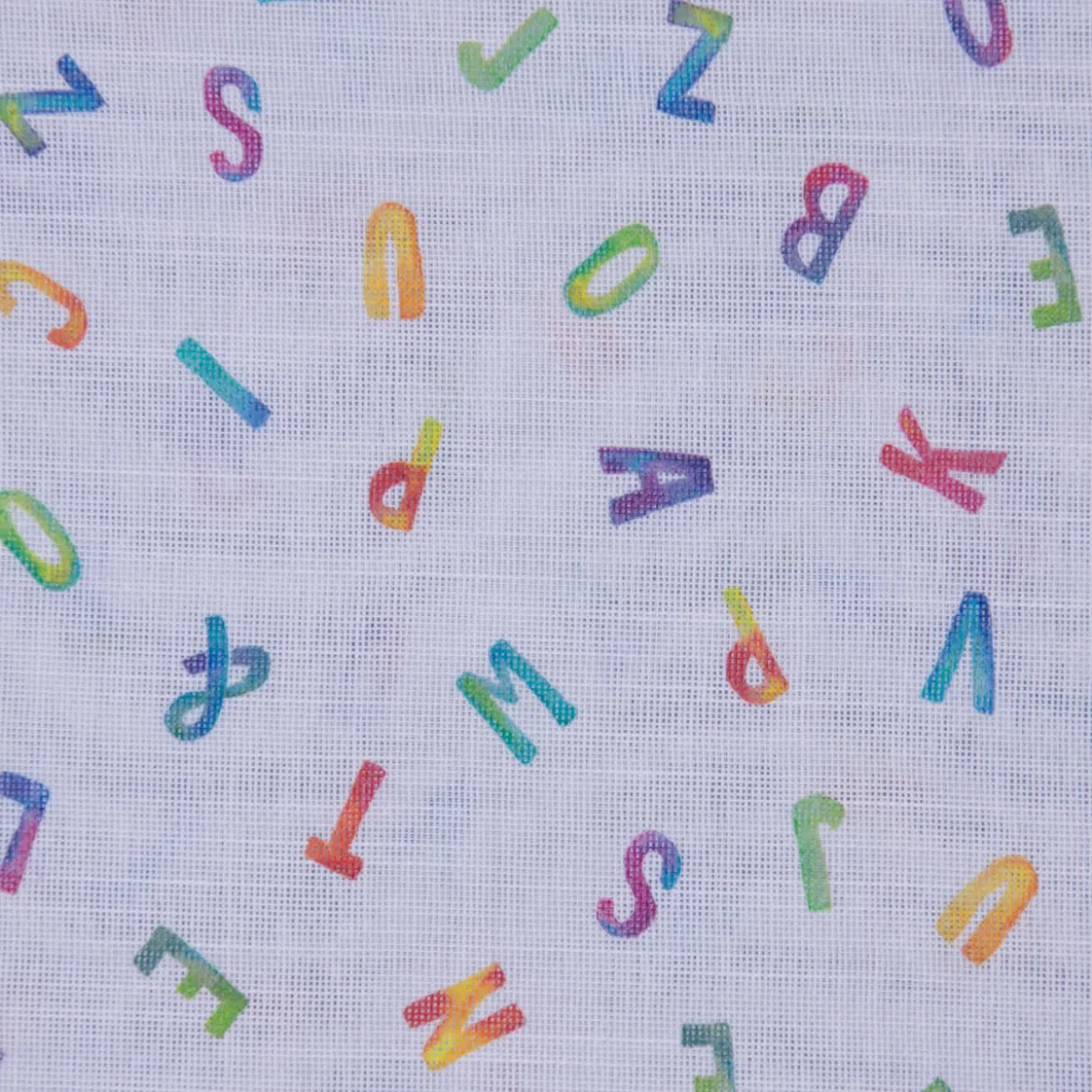 Gardinenstoff Stores mit Bleiband Leinenoptik Alphabet Buchstaben weiß bunt raumhoch 300cm